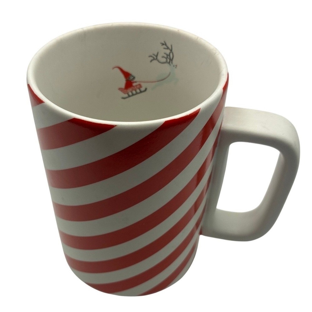 Humorous Starbucks Coffee Mug 12oz Red White Candy Cane Stripe Santa Sleigh 2018